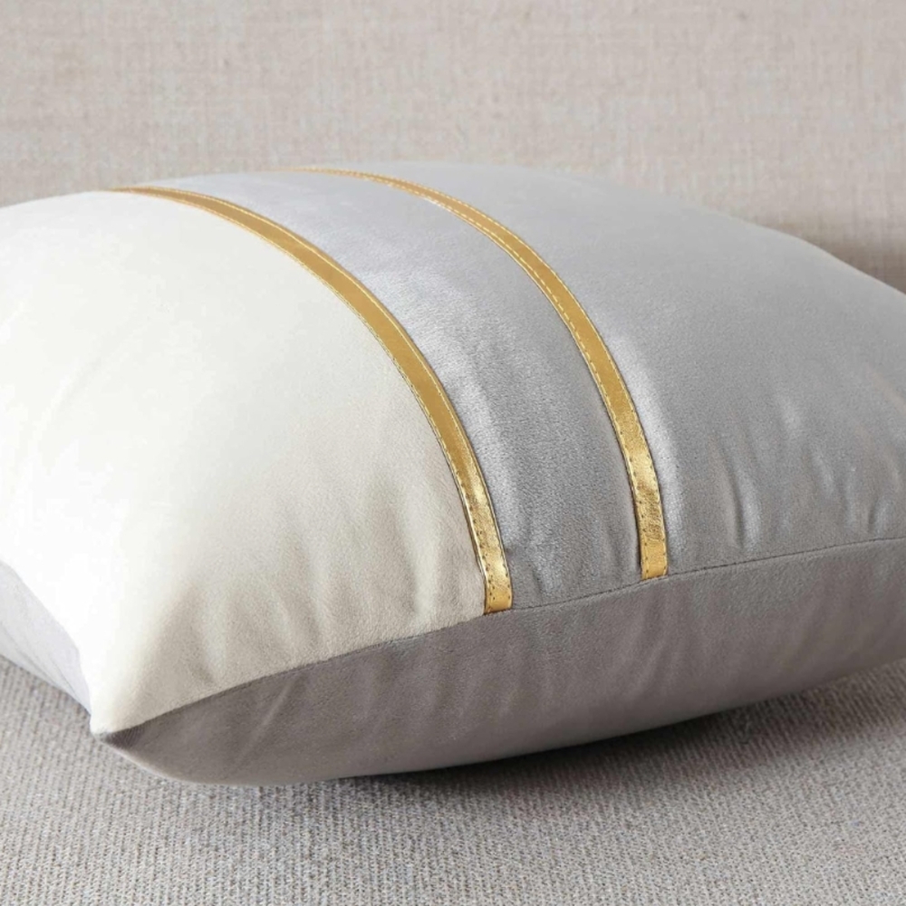 17.5" X 17.5" Gray and White Decorative Throw Pillowcase - 1